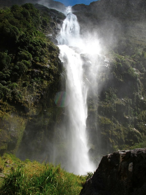 The thunderous Sutherland Falls on the Milford track 
